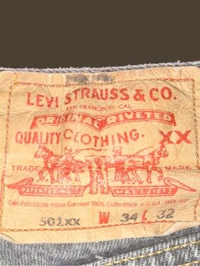 Levi's Men's Grey 501 Jeans with Leather Patch